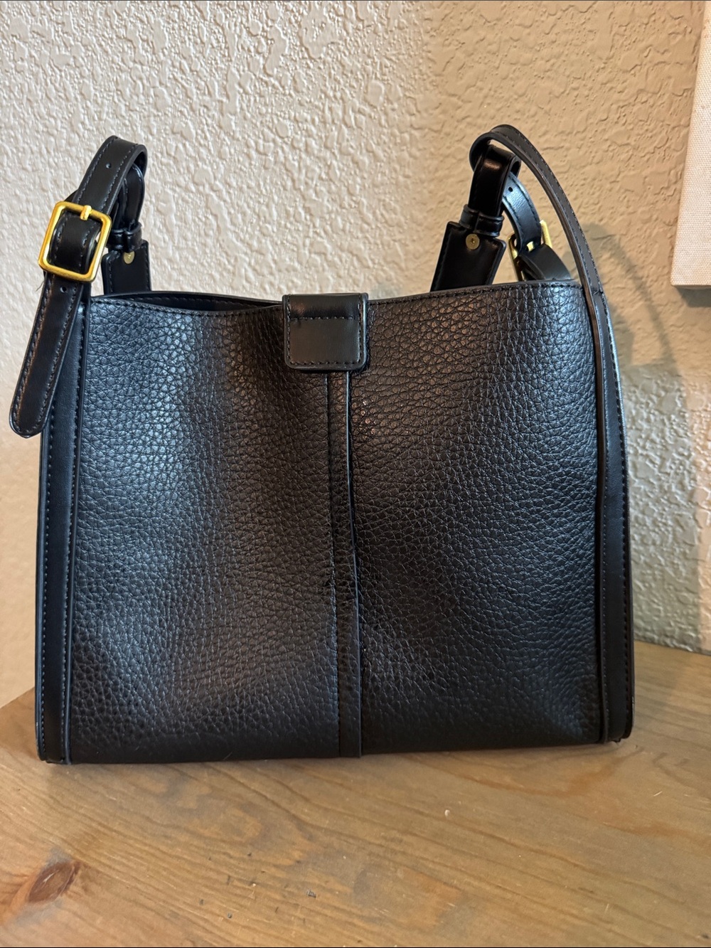 Black Pebbled Leather Shoulder Bag - Classic Women’s Crossbody